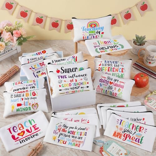 Teacher Appreciation Makeup Bags Gift Bulk - Teacher Theme, 40 Pcs, Zipper Pencil Cases for Teachers