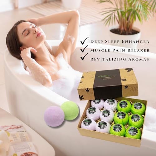 Hemp Bath Bombs Set for Muscle Relaxation & Skin Moisturizing - Large Vegan Spa Gift