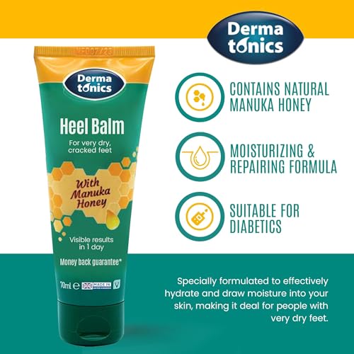 Dermatonics Foot Cream for Dry Cracked Heels (3 Pack) - 25% Urea with Manuka Honey, Intensive Moisturizing Treatment, Callus Remover, Exfoliating Care for Rough Feet Elbows Hands - Skin Repair 2.37oz