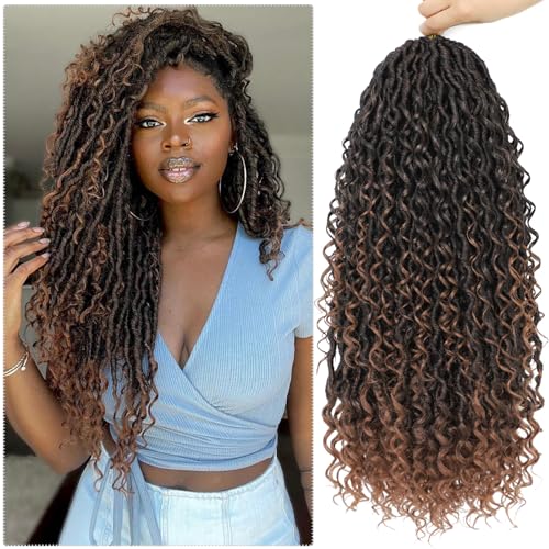 T1B/30 Faux Goddess Locs Crochet Hair 8 Pack 22 Inch for Black Women