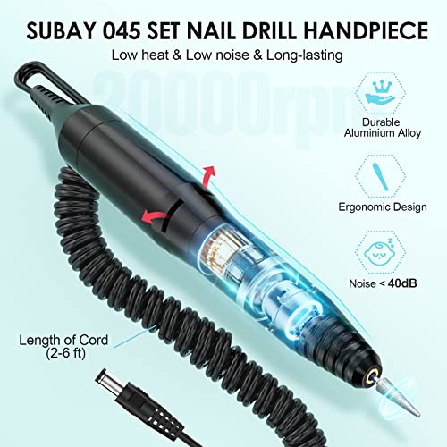 Professional Electric Nail Drill Machine Nail File Drill Set Kit for Acrylic Nails, Gel Nail, Nail Art Polisher Sets(Black)