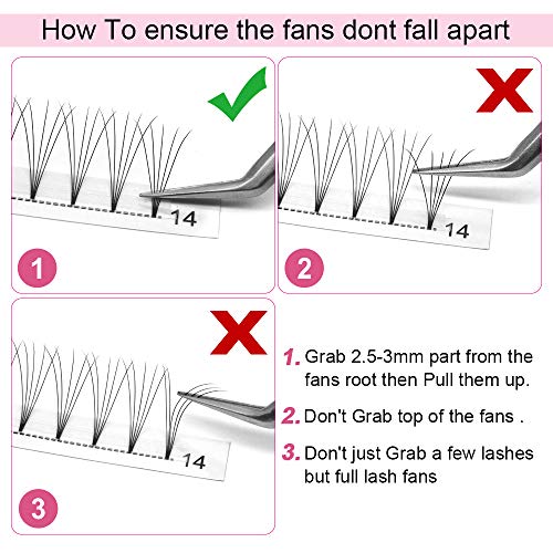PRO LASHBEAUTY Premade Fans Eyelash Extensions 5D-D-0.10-12 Black PTB Vegan Volume Lash Extensions 9 to 20 mm Pair