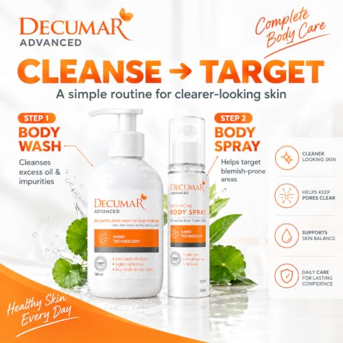 Decumar Acne Body Wash 280mL / 9.46 fl oz – Acne-Prone Body Skin Daily Cleanser (HVSun variant: Acne Body Wash - 280mL / 9.46 fl oz)