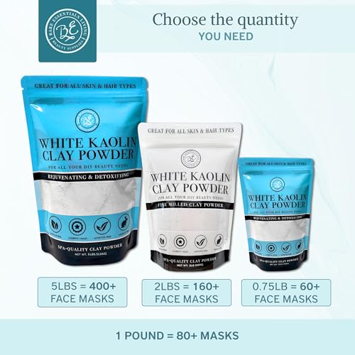 White Kaolin Clay Powder 5lb - Natural Cosmetic & Gardening Clay for Masks, Soap, DIY Skincare