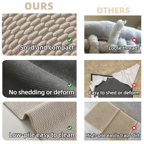 Large Non Slip Washable Bathroom Rug 36x60 Beige - Quick Dry Low Pile Bath Mat