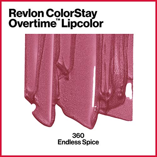 REVLON Liquid Lipstick with Clear Lip Gloss, ColorStay Overtime Lipcolor, Dual Ended with Vitamin E, 360 Endless Spice, 0.07 Oz (Pack of 2)