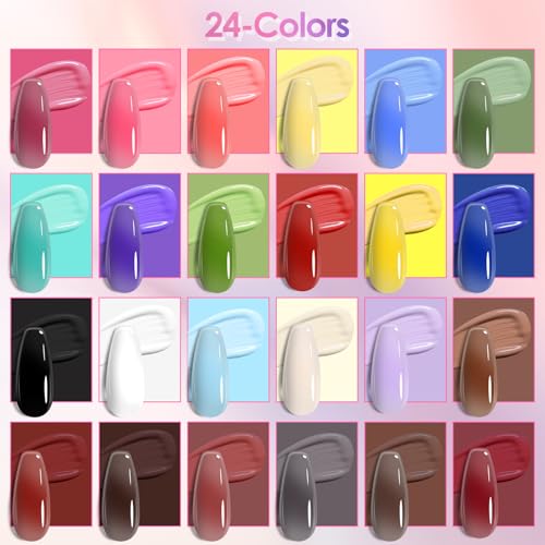 24 Colors Patting Nail Gel Polish Kit Ombre Painting Gel Palette - Professional & Beginner Friendly