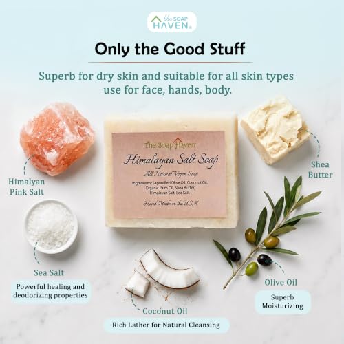 Himalayan Salt Soap Bars - Unscented Natural Moisturizing Hand & Body Soap (4 Pack)