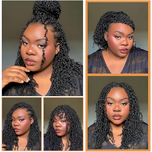 Kulayss 16 Inch Pre-Looped Yanky Twist Crochet Hair - 30 Strands, Mini Passion Twists, Senegalese Braiding, Natural Black, 8 Pack (Variation: 8/pack, 1B#)