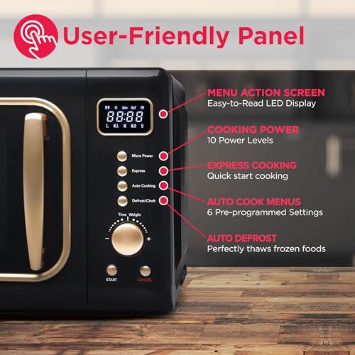 Retro Black 0.7 Cu. Ft. 700W Countertop Microwave Oven with Auto Cook
