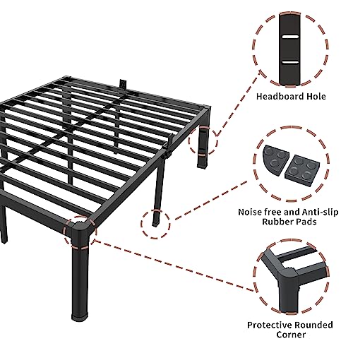 ROIL 14 Inch Twin Bed Frame with Rounded Corners, Heavy Duty Support & Under Bed Storage