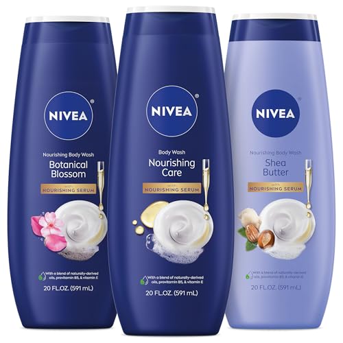 NIVEA Nourishing Body Wash Set with Botanical Blossom, Shea & Care, 3 x 20oz