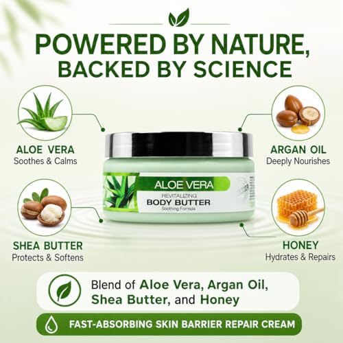 Hydrating Body Butter for Dry Skin - Mango, Shea & Argan Oil, 8 Oz