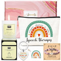 Keluna Speech Therapy Appreciation Gifts - 5Pcs SLP Gifts Set for Women, Speech Pathologist Therapist Thank You Birthday Christmas Gift, Makeup Bag, Bracelets, Keychain