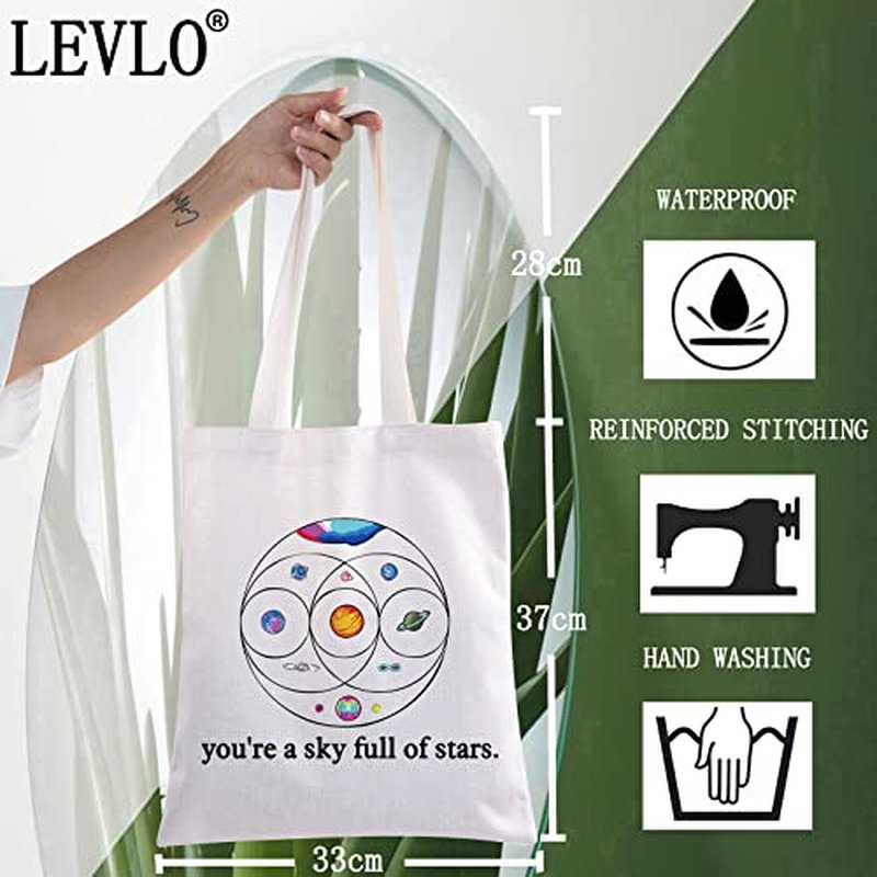 LEVLO Music Band Cosmetic Make Up Bag Star Moon Sun Lover Gift You'Re a Sky Full Of Stars Make Up Zipper Bag For Women Girls