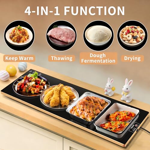 Wanish Black Extra Long 40x12 Inch Tempered Glass Food Warming Tray