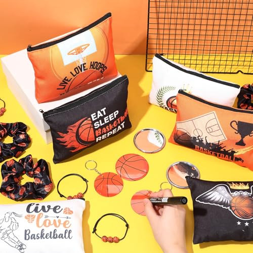 Basketball Themed Gift Set with 12 Makeup Bags & Accessories - Orange