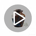 Small Cremation Urn for Human Ashes - Vintage Rosewood Keepsake Memorial - Blue Resin Inlay - 20 Cubic Inches