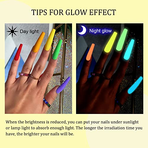 Glow In The Dark Gel Nail Polish Set - 12 Neon Colors, Long-Lasting & UV Reactive