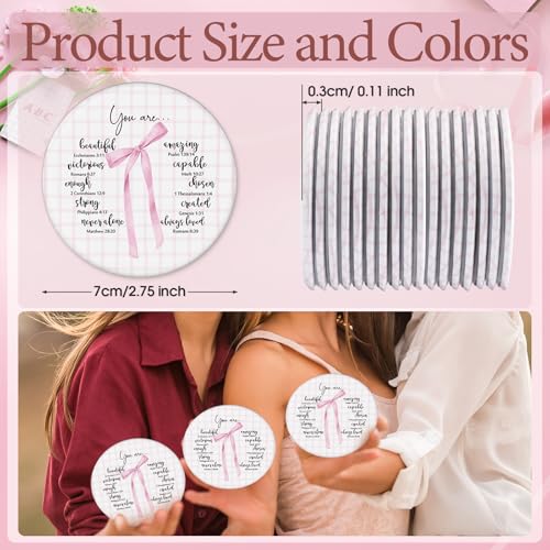 Christian Compact Mirrors Set 60 Pcs Pink Bow with Bible Verse - Religious Gift for Women, Pentecost & Trinity Sunday, Portable Makeup Reflection - Variation of THIS listing 60 / Christian