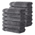 Grey Turkish Cotton Washcloths Set - 12 Pack, Soft & Highly Absorbent