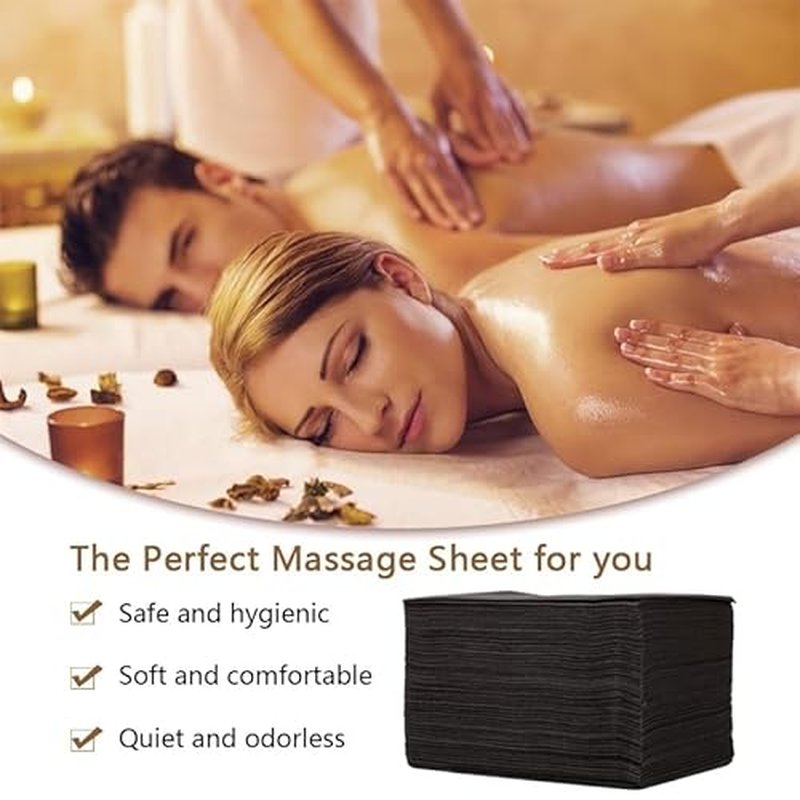 100PCS Disposable Bed Sheets, Black Disposable Massage Table Sheets, Disposable Bed Covers for SPA Lash Wax Tattoo Salon, Non Woven Fabric, 71" x 31" White