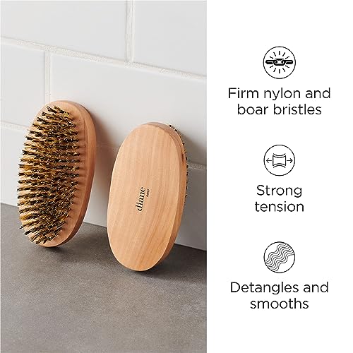 Diane Reinforced Boar Bristle Military Wave Brush for Men and Barbers ? Hard Bristles for Thick to Coarse Hair ? Use for Detangling, Smoothing, Wave Styles, Restore Shine and Texture