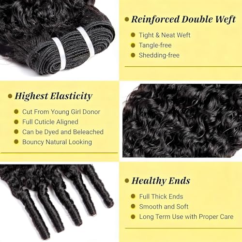 Monxaro Burmese Curly Hair Bundles 14 Inch, 1 Bundle, Wet & Wavy 100% Unprocessed Human Hair