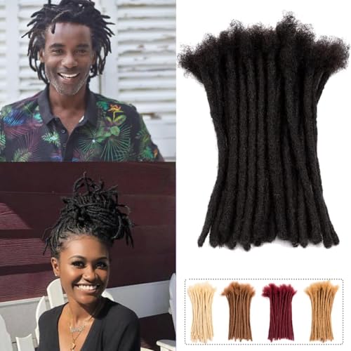 Human Hair Dreadlock Extensions - 8 Inch 0.8cm Thickness, 10 Strands - Natural, Reusable, DIY