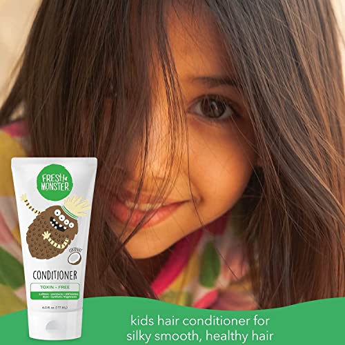 Fresh Monster Kids Hair Conditioner, Toxin-Free, Hypoallergenic & Natural, Hair Conditioner for Kids, Coconut (6oz)