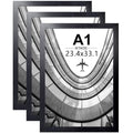 A1 Black Wall Poster Frame 3 Pack - 23.4x33 Inch Picture Frames for Photos & Art