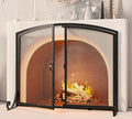Large Fireplace Screen with Double Doors - Heavy Duty Steel, Black, Childproof, 37.8"W x 30.7"H