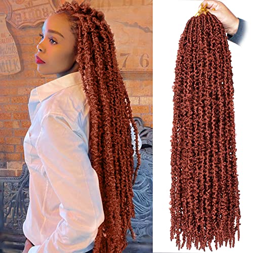 ZRQ 30 Inch Ginger Butterfly Locs Crochet Hair Extensions (6 Packs, 60 Roots) - Pre-Looped, 100% Handmade