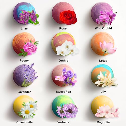 Aqua Elegante Floral Bath Bombs Gift Set of 12 Large Scented Fizzies with Shea & Coconut Oil - Flowers Variation 12