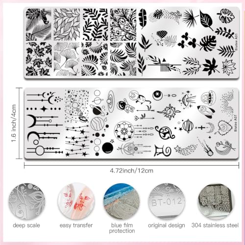 21PCS Nail Stamping Plates Set with 8 Colors Gel Polish - Professional Manicure Kit