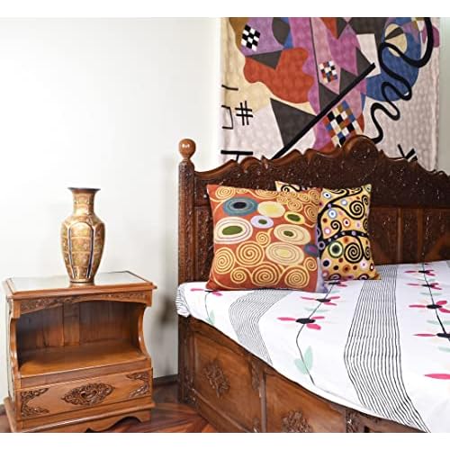 Klimt Rust Pillow Cover | Art Nouveau Bronze Pillows | Mid Century Modern Copper Pillowcase | Modern Chair Cushion | Modern Farmhouse Pillows | Hand Embroidered Wool Size 18x18