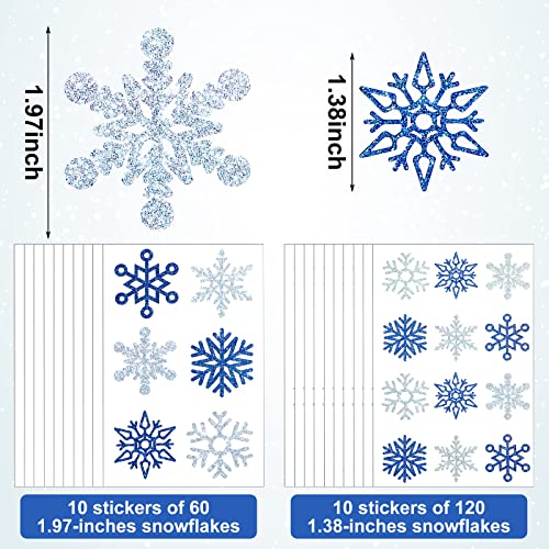 Kathfly 180 Pcs Snowflake Temporary Tattoos Winter Christmas Glitter Sticker Party Decorations Supplies Favors Gifts Cute Apparel Accessories for Body Face Women Party Supplies(Snowflake)