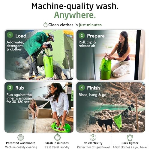 Portable Travel Washing Bag with Washboard - 5 oz Compact Clothes Washer