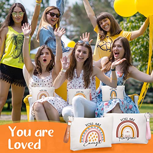 Inspirational Gift Set with 30 Rainbow Cosmetic Bags & Silicone Keychains for Women
