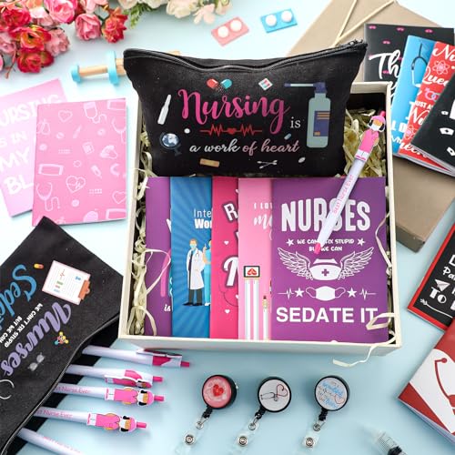 Nursing Gift Set with Black Makeup Bags Badges Notebooks & Pens - Nursing Variation