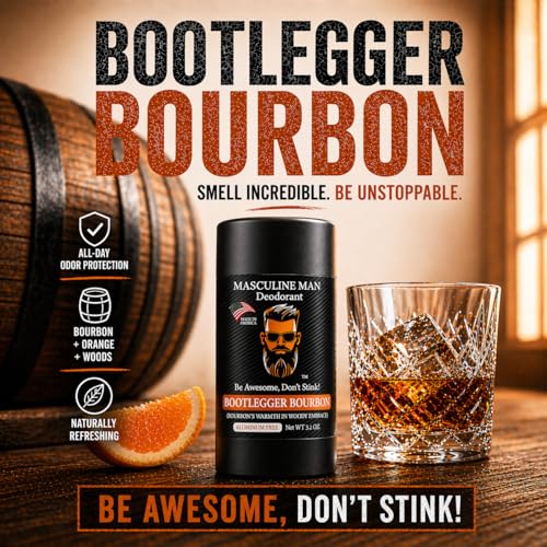 Bootlegger Bourbon Aluminum-Free Men’s Deodorant 2 Pack – Natural Stain-Free, 3.2 oz