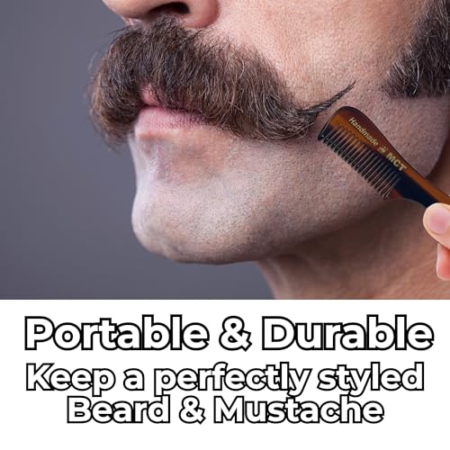 G.B.S Handmade Men and Women Comb Set- Pack of 3, Unbreakable Fine Toothed Mustache,Eyebrow Pocket Comb- Portable Pocket Size for Styling Beard & Hair anytime, Tortoise MCT DCT PCT Combs
