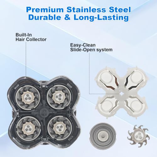 4 Pack 4-Shaver Replacement Heads for Skull Pitbull Series Gold PRO – BPBDZZ 4 Repl Head