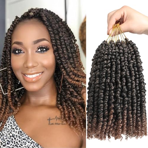 Zoewan 10 Inch Passion Twist Crochet Hair Pre-Twisted Ombre Brown Pack of 8