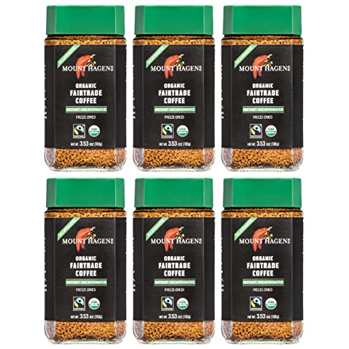 Decaf Coffee Pack of 6 - Organic Arabica Freeze-Dried 3.53oz Jars - Naturally Decaffeinated