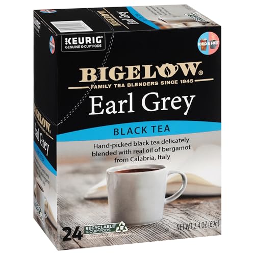 Bigelow Earl Grey Tea Keurig K-Cups 24 Count Pack of 4 - Premium Single Serve Tea