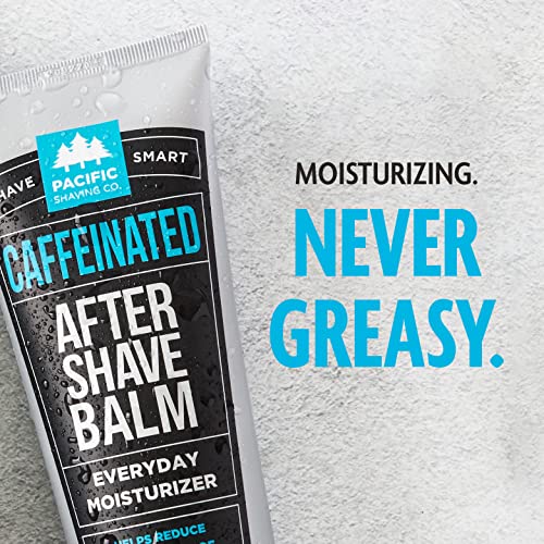 Pacific Shaving Company Caffeinated Aftershave, Men's Grooming Product - Antioxidant Daily Face Lotion + After Shave - Spearmint Post Shave Balm for Sensitive Skin (7 Fl Oz, 2 Pack)