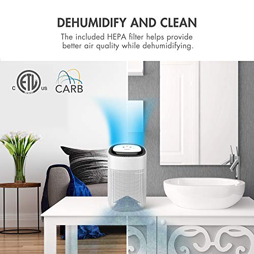 Tenergy Sorbi 1000ml Air Dehumidifier & Air Purifier with HEPA Filter, Auto Shutoff, Touch Control, Ultra-Quiet - Ideal for Closets & Bathrooms