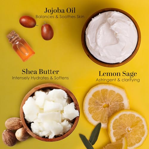 Natural Shea Butter Lemon Sage Body Butter for Dry Skin Moisturizer
