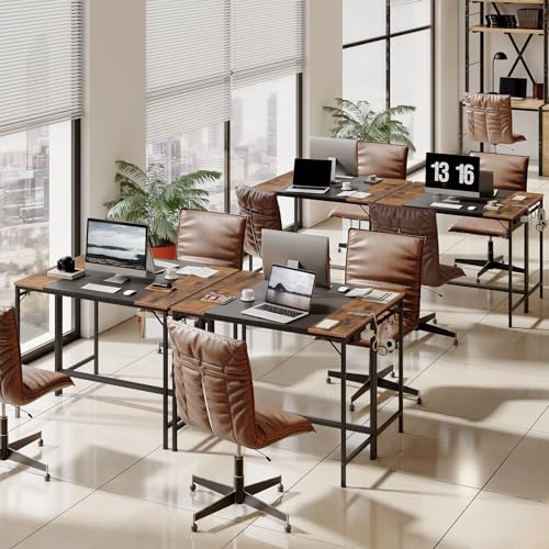 Small Computer Desk with Power Outlet & USB Ports - Rustic Brown + Black, 39.3W x 15.7D x 30.3H, Easy Assembly
